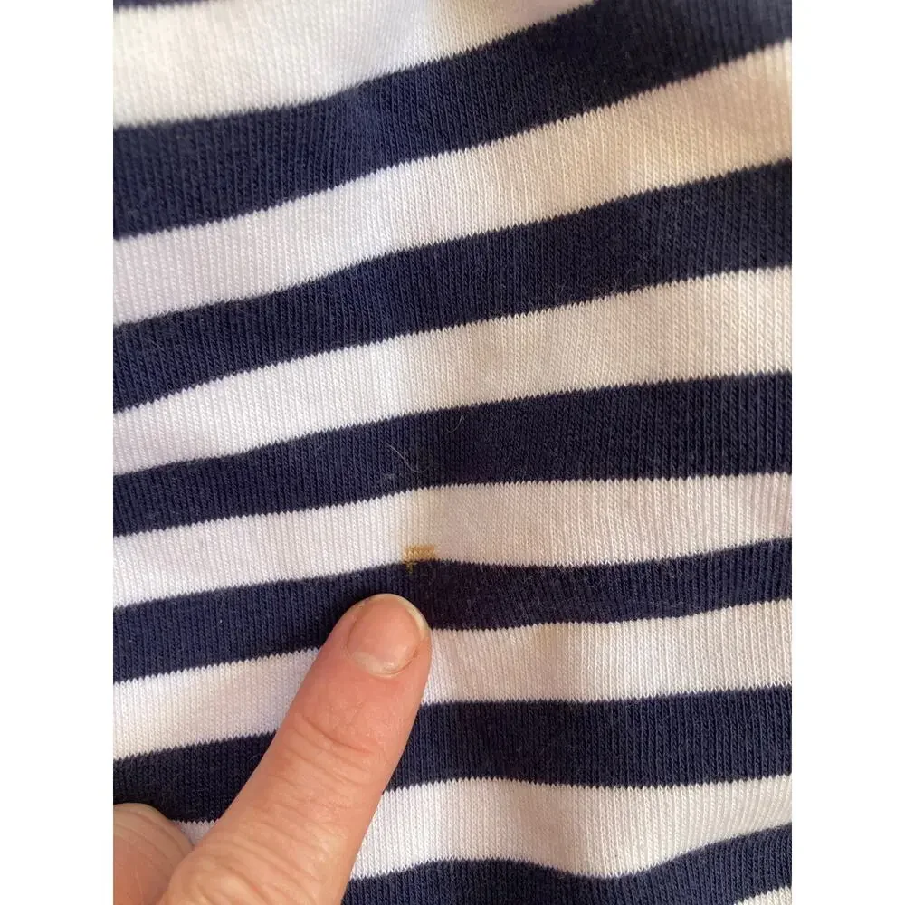 Tim Pouce Navy & White Striped Toddler Coat, Size 18M